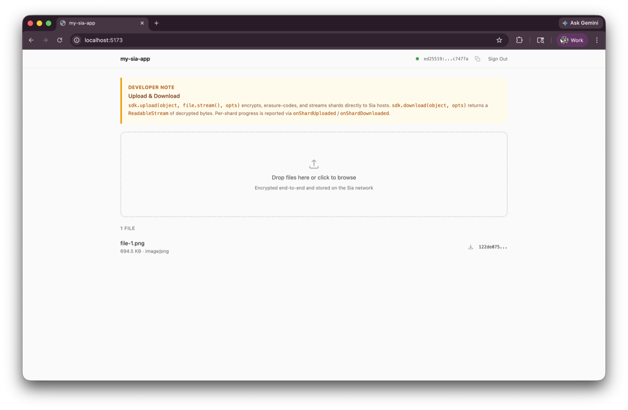 Upload and file list