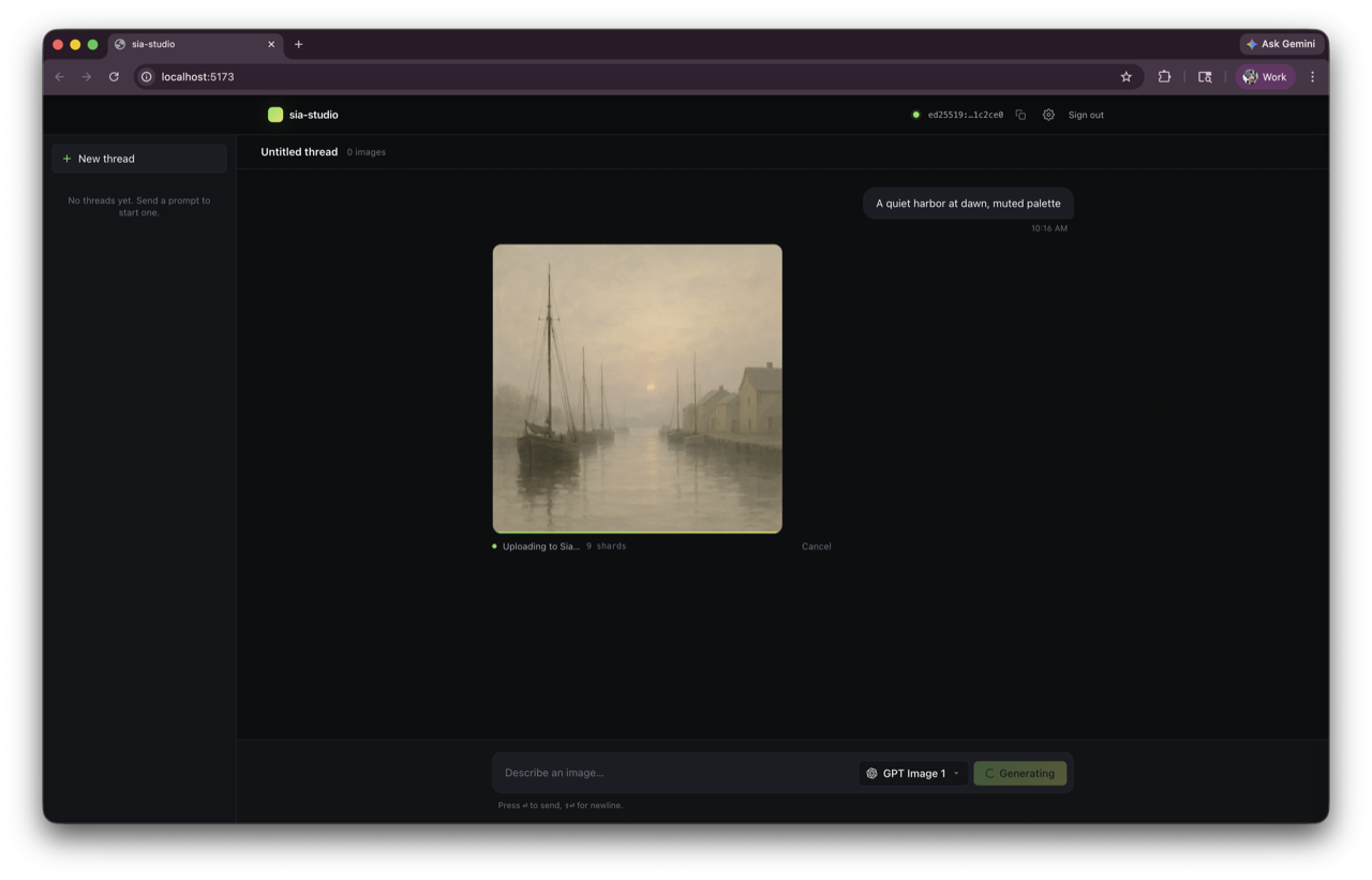 Generating and uploading to Sia